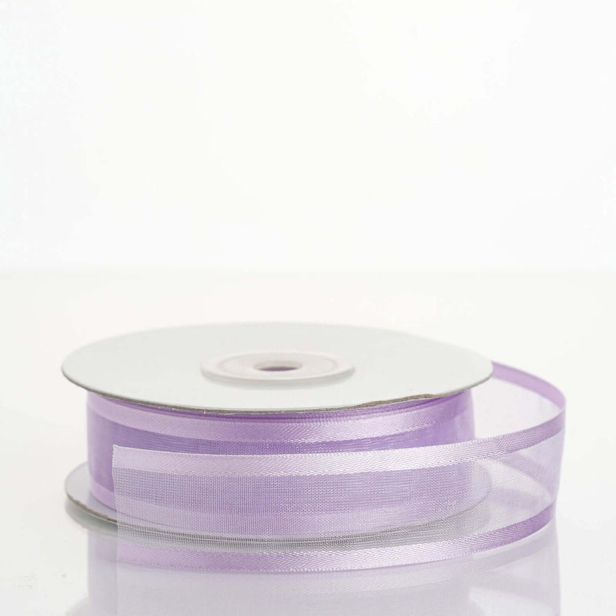 25 Yards | 7/8inch DIY Lavender Lilac Organza Ribbon With Satin Edge#whtbkgd