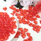 250 Pcs Red Acrylic Heart Diamond Gems Table Scatters, Translucent Valentine's Day Ornaments Vase