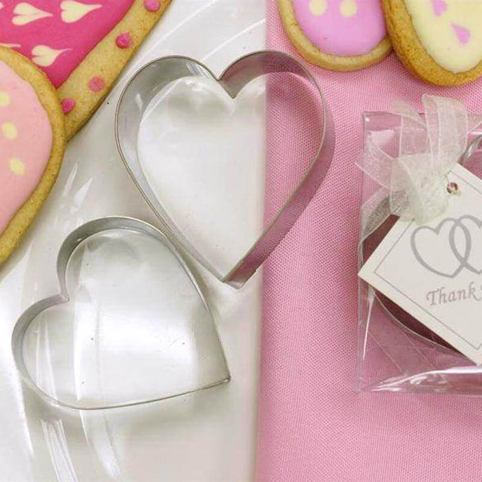 2pcs Stainless Steel Heart Shaped Cookie Biscuit Cutters Party Wedding Favors Set With Box - 2.5",3"