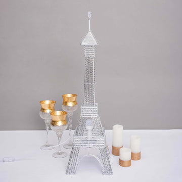 3.5ft Color Changing LED Metal Eiffel Tower Columns LED Lamp, Night Light Wedding Centerpiece