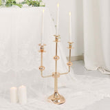 20inch Gold Metal 3-Arm Taper Candle Stick Candelabra, Candle Holder Stand Wedding Centerpiece