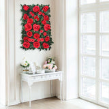 3 Sq ft. | Easy-Install Red Silk Rose Flower Mat Wall Panel Backdrop