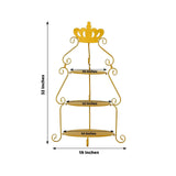 3 Tier Round Gold Metal Cupcake Stand with Crown Top, 32inch Tall Dessert Display Cake Stand