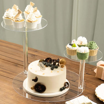 3-Tier Plastic Round Pedestal Cake Stand 23" Clear - Sleek Multi Layer Cupcake Display Riser for Dessert Buffets Tea Parties & Festive Gatherings