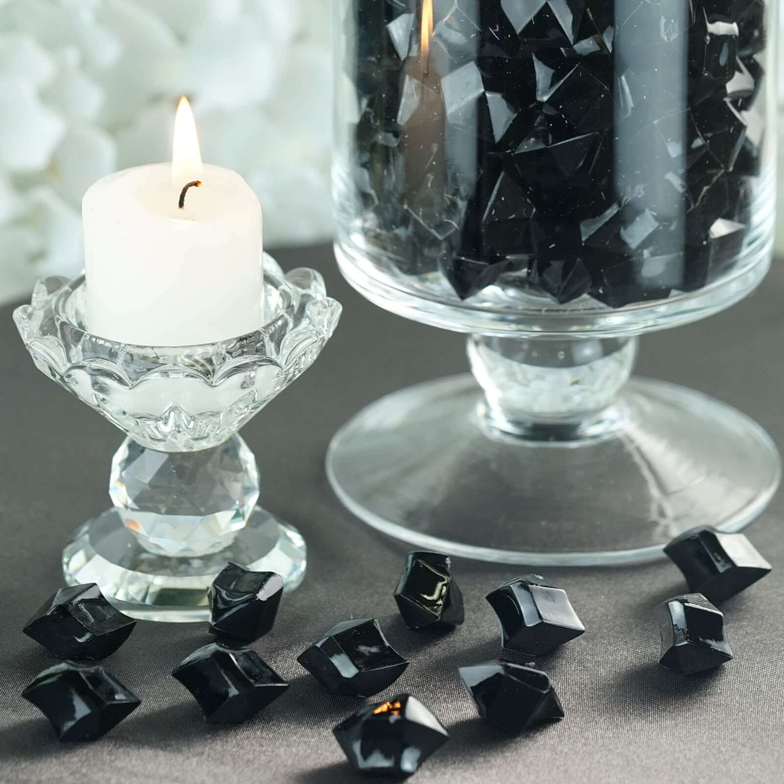 300 Pcs Acrylic Ice Bead Vase Fillers Large Black - Stylish DIY Craft Crystals for Event Decor & Wedding Tables
