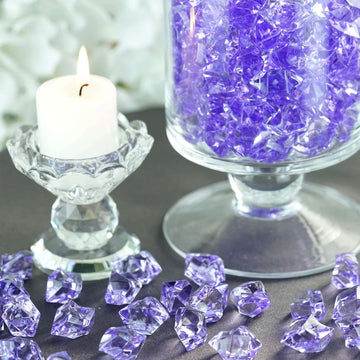 300 Pcs Acrylic Ice Bead Vase Fillers Large Lavender Lilac - Stylish DIY Craft Crystals for Event Decor & Wedding Tables