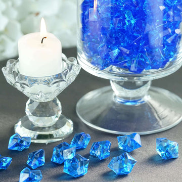 300 Pcs Acrylic Ice Bead Vase Fillers Large Ocean Blue - Stylish DIY Craft Crystals for Event Decor & Wedding Tables