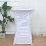 32inch White Rouched Pleated Heavy Duty Spandex Cocktail Table Cover