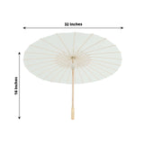 2 Pack | White 32inch Parasol Paper/Bamboo Umbrellas Wedding Party Favors