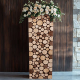 36inch Natural Wooden Slices Pillar Prop Pedestal Stand, Rustic Farmhouse Wood Riser Rectangular