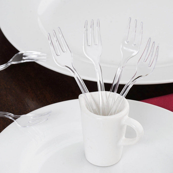 36 Pack - 4inch Clear Mini Heavy Duty Plastic Forks, Dessert Forks Plastic Utensils