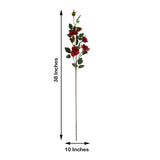 2 Stems | 38inch Tall Burgundy Artificial Silk Rose Flower Bouquet Bushes