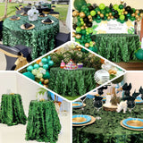 120inch Green Leaf Petal Taffeta Round Tablecloth