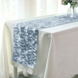 12x108inch Dusty Blue 3D Leaf Petal Taffeta Fabric Table Runner