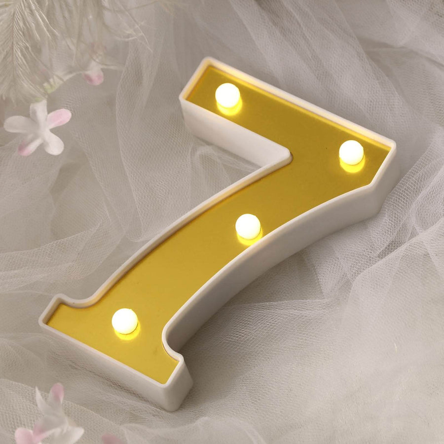 6" Gold 3D Marquee Numbers | Warm White 4 LED Light Up Numbers | 7