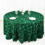 120inch Hunter Emerald Green Grandiose 3D Rosette Satin Round Tablecloth