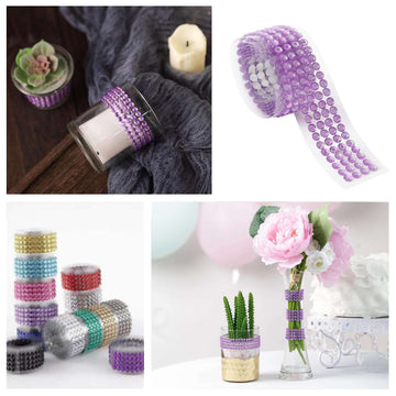 3ft Lavender Lilac Stick-On Rhinestone Tape, DIY Self Adhesive Diamond Gemstone Stickers