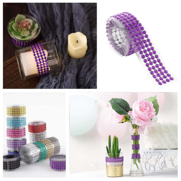 3ft Purple Stick-On Rhinestone Tape, DIY Self Adhesive Diamond Gemstone Stickers