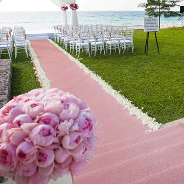 3ftx50ft Rose Gold Sparkle Glitter Wedding Aisle Runner, Non-Woven Red Carpet Runner Prom, Hollywood, Glam Parties