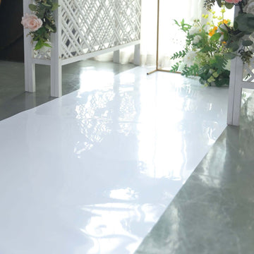 3ftx65ft White Glossy Mirrored Wedding Aisle Runner, Non-Woven Red Carpet Runner - Prom, Hollywood, Glam Parties