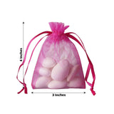 10 Pack | 3inch Fuchsia Organza Drawstring Wedding Party Favor Gift Bags