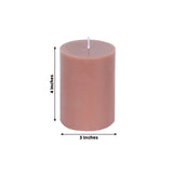 12-Pack 3x4inch Unscented Dripless Pillar Candles – Dusty Rose Long-Burning Wax Candles Cotton Wicks