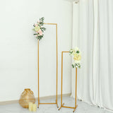 4.5ft Slim Gold Metal Frame Wedding Arch, Rectangular Backdrop Stand, Floral Display Frame