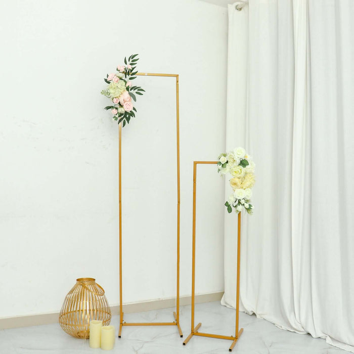 4.5ft Slim Gold Metal Frame Wedding Arch, Rectangular Backdrop Stand, Floral Display Frame