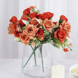 4 Bushes 12inch Terracotta (Rust) Real Touch Artificial Silk Rose Flower Bouquet