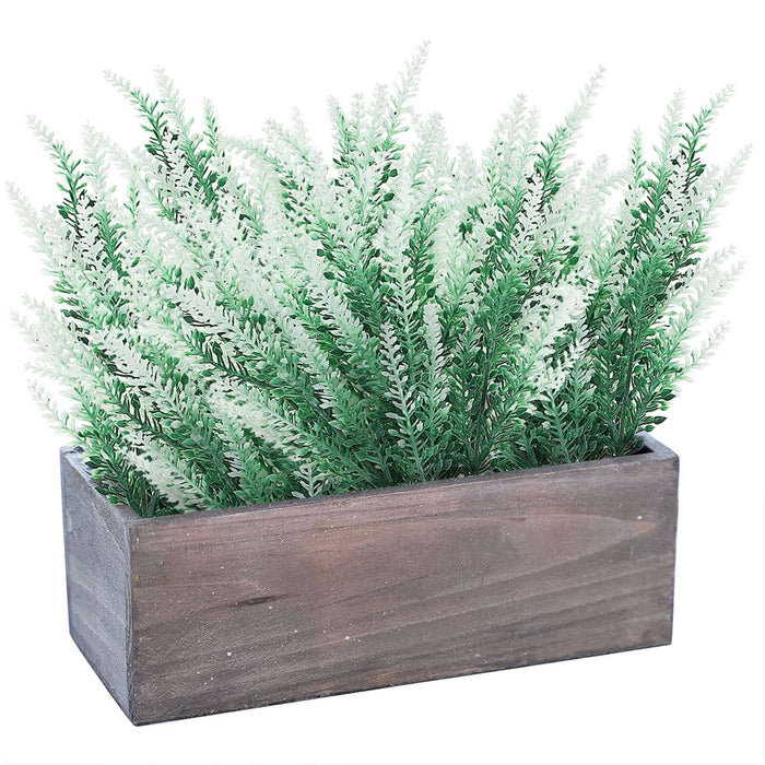 4 Bushes | 14" Green/White Artificial Lavender Flower Plant Stems Greenery