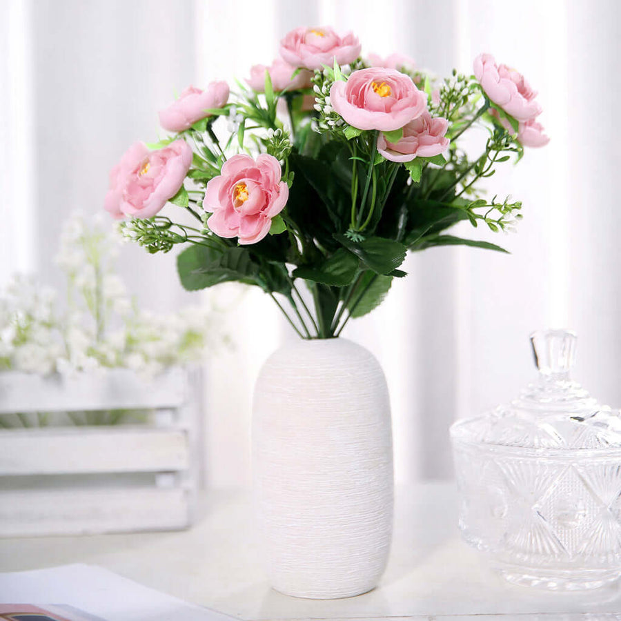 4 Bushes | Pink Artificial Silk Peony Flower Bouquet Arrangement