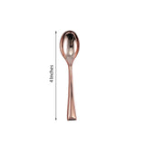 24 Pack | Rose Gold 4inch Heavy Duty Plastic Mini Dessert Spoons, Disposable Silverware