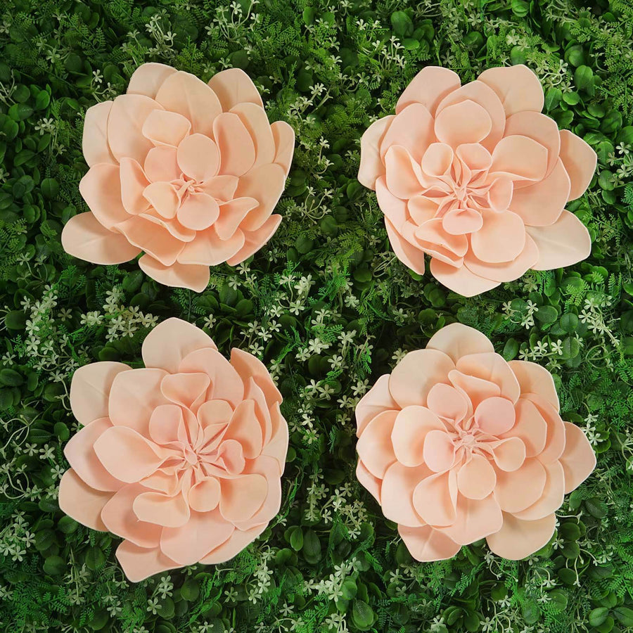 4 Pack | 12inch Blush / Rose Gold Real-Like Soft Foam Craft Daisy Flower Heads