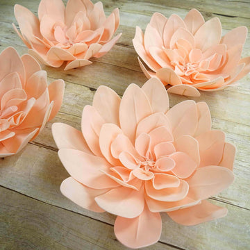 4 Pack 16" Blush Real-Like Soft Foam Craft Daisy Flower Heads