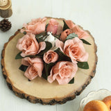 4 Pack | 3inch Dusty Rose Artificial Silk Rose Flower Candle Ring Wreaths