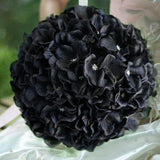 4 Pack | 7inch Black Artificial Silk Hydrangea Kissing Flower Balls