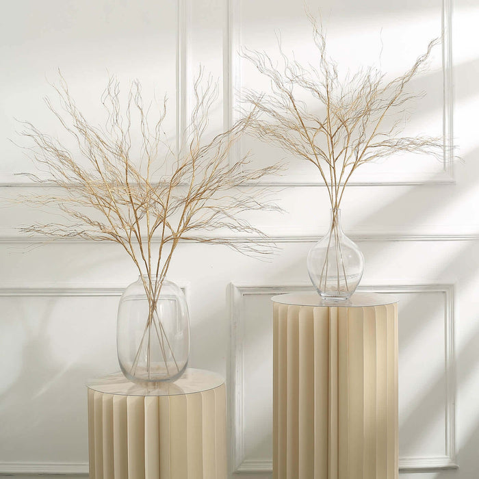 4 Pack | 39inch Metallic Gold Artificial Curly Willow Twig Branch Spray, Bendable Vase Fillers