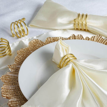 4 Pack Gold Plated Spiral Aluminum Napkin Rings