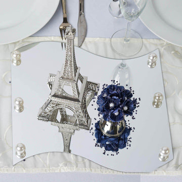 4-Pack Hanging Wall Decor Wave Glass Mirror Table Centerpiece - Reflective Decorative Display 12"