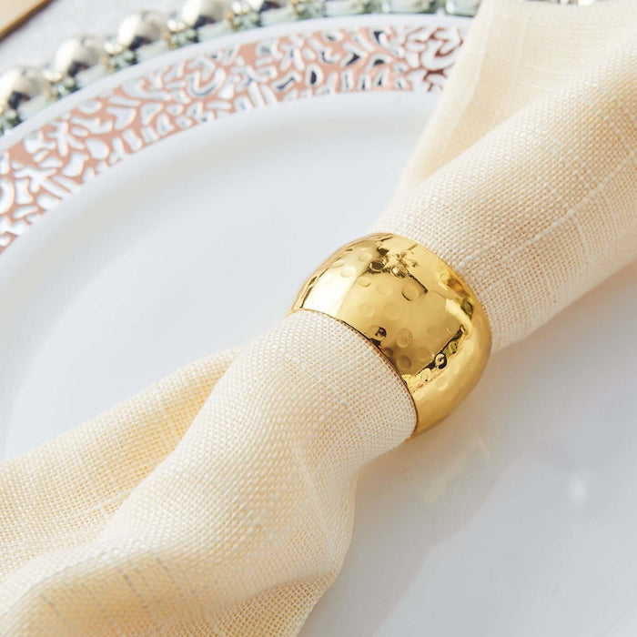 4 Pack Metallic Gold Hammered Napkin Rings