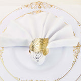 4 Pack | Metallic Gold Ornate Leaf Napkin Rings, Linen Napkin Holders