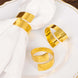 4 Pack | Shiny Gold Metal Swirl Wrap Cuff Band Napkin Rings, Decorative Scroll Serviette