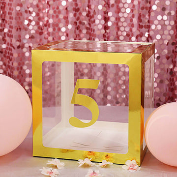 4-Pack Stickers Banner Custom 0-9 Number "5" Design Gold - Milestone Age and Date Stick-On Numbers 5"