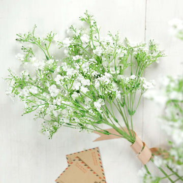 4 Stems 27" White Artificial Silk Babys Breath Gypsophila Flowers