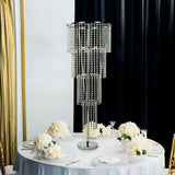 4ft Tall Event Centerpiece in Acrylic Clear Beaded Chandelier for Elegant Wedding