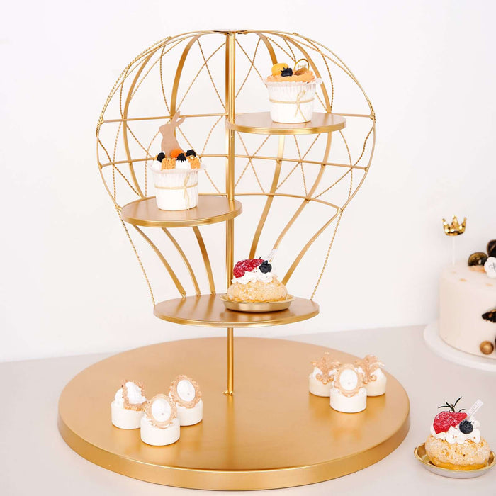 19inch Gold 4-Tier Hot Air Balloon Metal Cupcake Dessert Display Stand