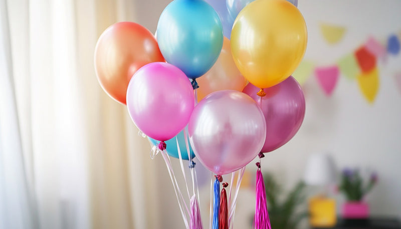 Pastel balloon bouquet with tassels