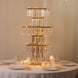 40inch Crystal Pendant Table Centerpiece in 5-Tier Gold, Square Flower Stand Metal Vase Chandelier