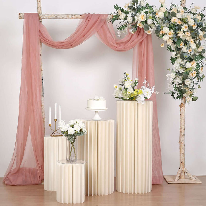 40inch Ivory Cylinder Display Column Stand, Pillar Pedestal Stand With Top Plate