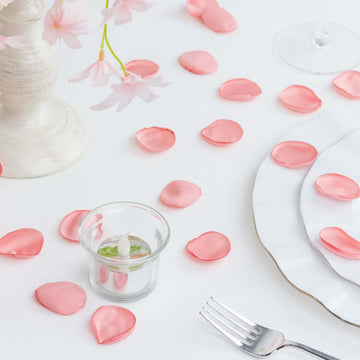 400-Pack Rose Petals Life-Like Flower Confetti Dusty Rose Matte Silk Round - Perfect for Event Tables 2"